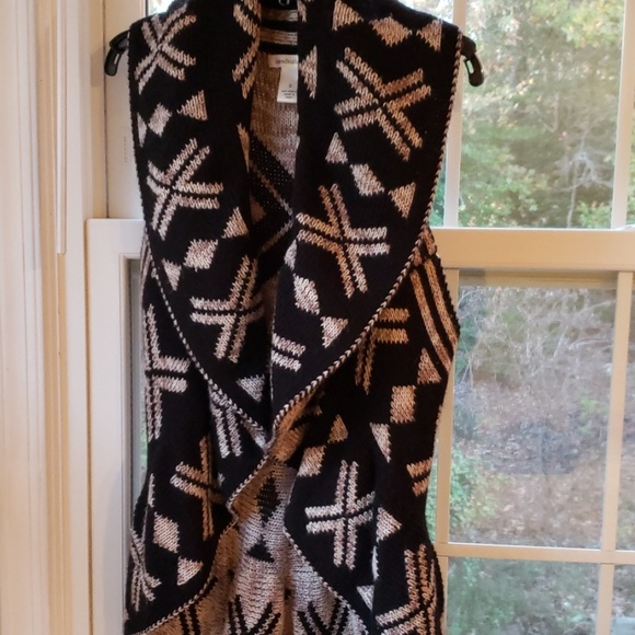 Cape style sweater vest Small -Black and tan - Picture 6 of 6